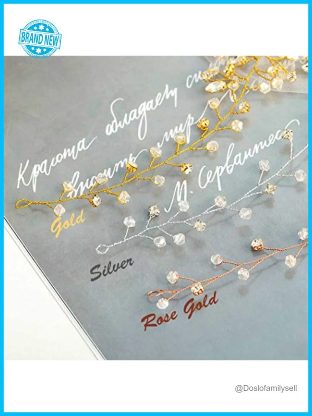 Rhinestone Hair Vine Headpiece with Pearls and Flowers for Wedding